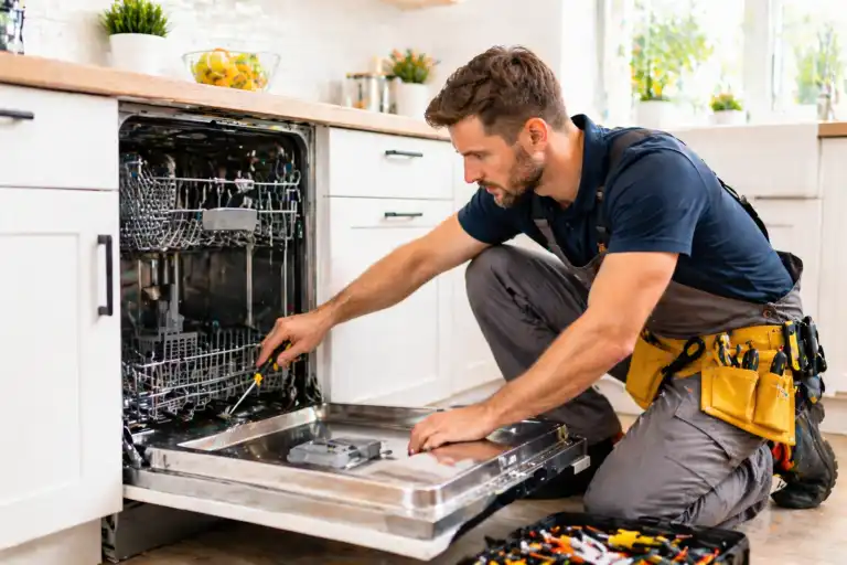 technician repairing dishwasher in cedar rapids ia