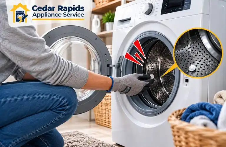 Technician Checking Washing Machine Grinding Noise